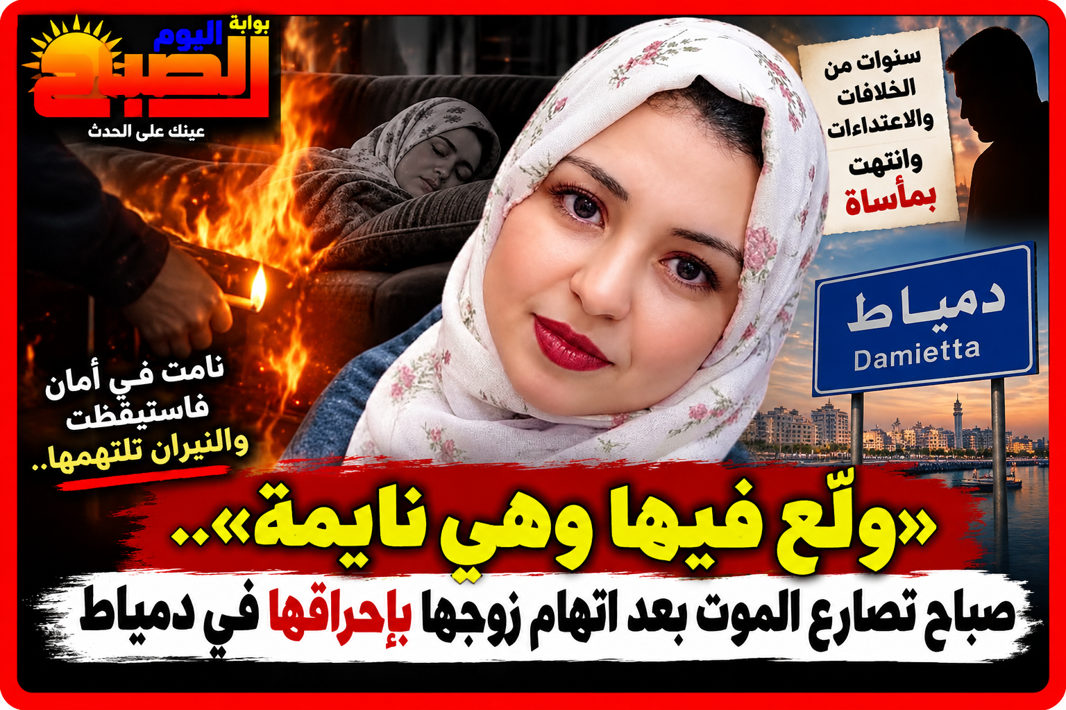 نامت على الكنبة فاستيقظت والنيران تلتهم جسدها.. ماذا حدث لصباح في دمياط؟